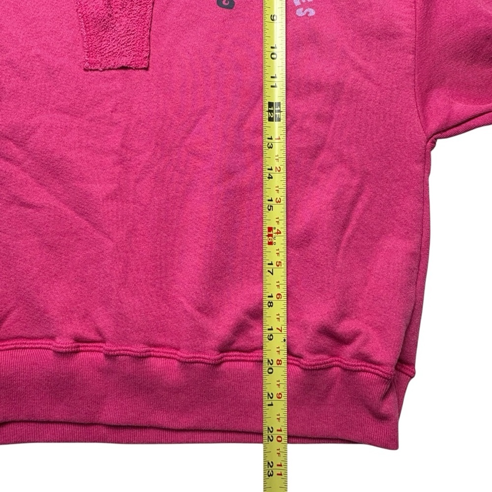 NWT Anthropologie SUNDRY Good Vibes Fuchsia Split Neck Cropped Sweatshirt Size L - Picture 9 of 14